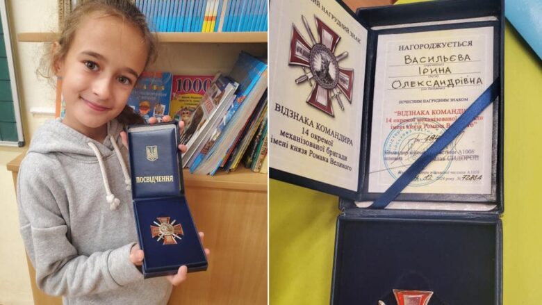 Побратими загиблого батька вручили восьмирічній волонтерці з Рівного відзнаку за її допомогу