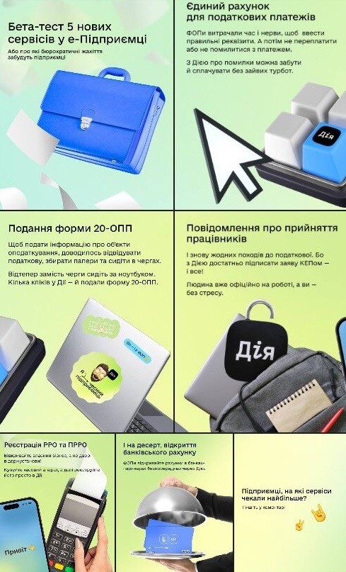 Сервіс "е-Підприємець" у "Дії" отримав 5 нових послуг для бізнесу